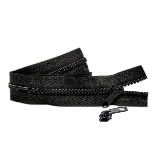 Páska na špirálový zips 5 mm, ČIERNA + 20 zipsov, 10 metrov