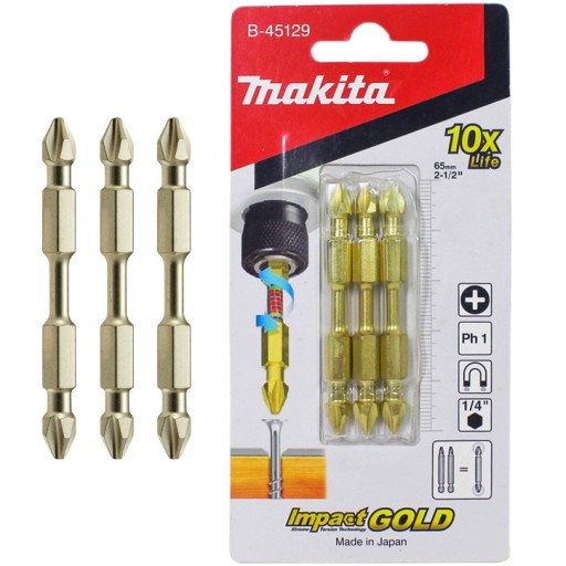 MAKITA Bity rázové PH1 65mm GOLD IMPACT 3 ks