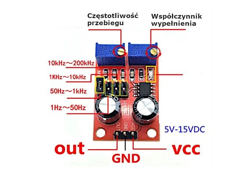 Generátor impulzov NE555 impulzný modul 1Hz 200kHz pre domácich majstrov