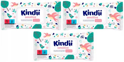 3x Kindii Sensitive vlhčené obrúsky 60 ks