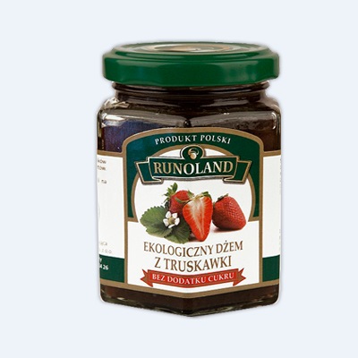RUNOLAND Jahodový džem bez cukru 190g - BIO