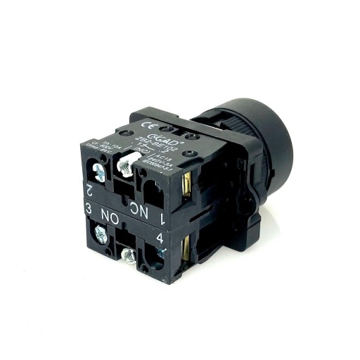 Čierne ovládacie tlačidlo s NO+NC kontaktmi GB2-EA25 pre 22mm otvor, chvíľkové