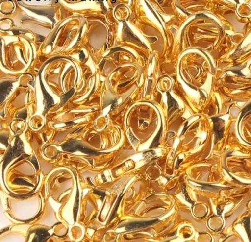 Kovová karabínka veľká 13x23mm zlatá klasická sada 5 kusov