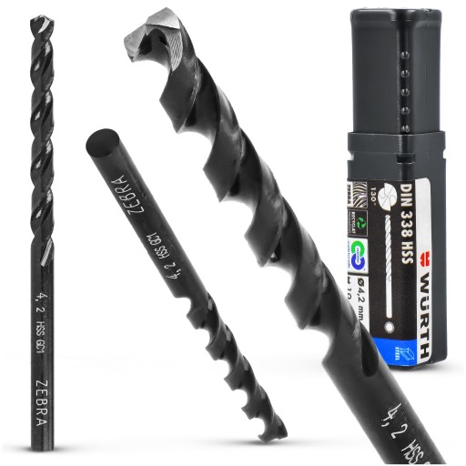 HSS ZEBRA KOV Vŕtačka DIN 338 4,2 mm WURTH do ocele Liatina ŠPIRÁLA
