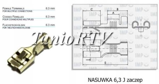 Female Connector Sleeve 6.3 Hák 100 ks LACNO!