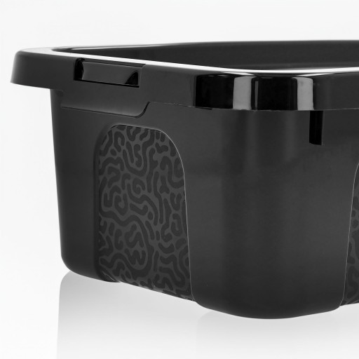 Organizér, plastový box, 4,5l, lesklý čierny, s vekom boxu