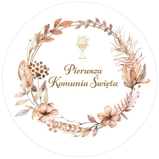 Nálepka na prijímanie Prvé sväté prijímanie Boho Dekoračné listy 10cm