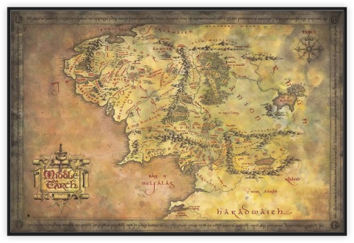 Plagát Pán prsteňov Mapa Stredozeme 91,5 x 61 cm