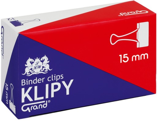 Kancelársky klip Grand 15mm 12ks čierny x 3