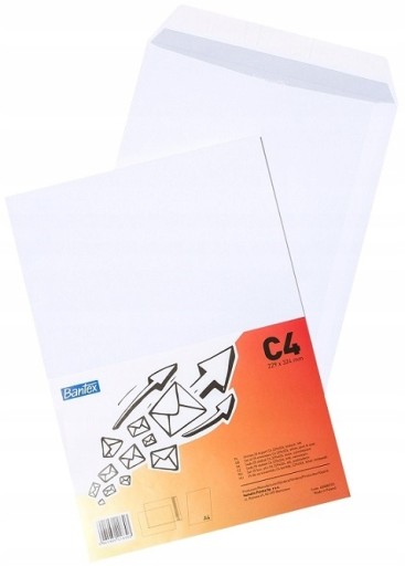 Samolepiace OBÁLKY, obálka C4 do formátu A4, biela, 25 ks. Bantex