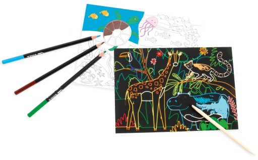 Škrabadlo a omaľovánka 2V1 KIDEA ANIMALS