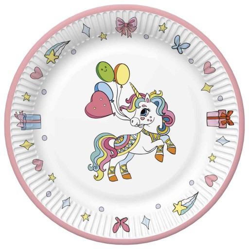Taniere 22,7 cm ''Farebné jednorožce'' /8 kusov