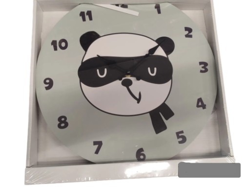 Detské nástenné hodiny, mätová panda, 33 cm