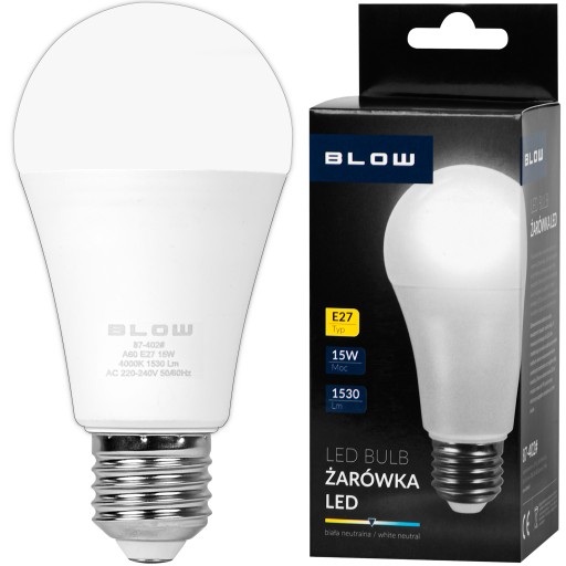 VÝKONNÁ LED ECO E27 ŽIAROVKA 15W 1530LM 4000K NEUTRÁLNA GUĽA BIELA