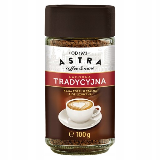 Instantná káva Astra, jemná, tradičná, 100g