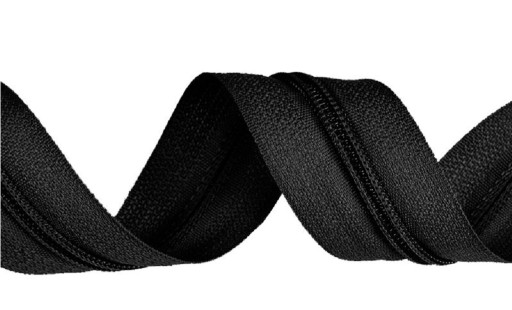 Špirálová páska na zips 5 mm, metrový zips, ČIERNA, 10 metrov
