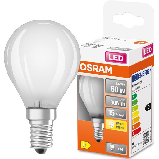 LED žiarovka SMALL BALL E14 5,5W = 60W 2700K OSRAM