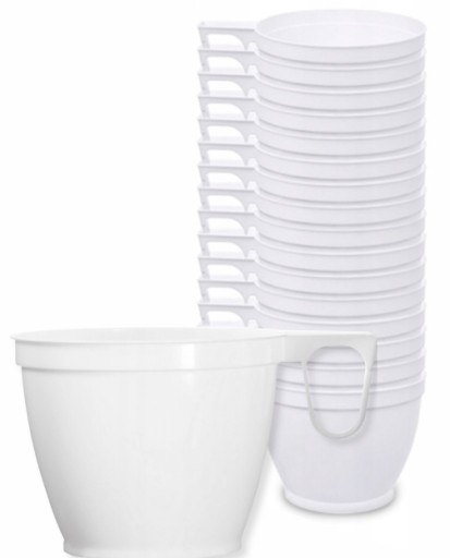 ŠÁLKY, OPÄTOVNE POUŽITEĽNÉ BIELE HRNKY NA HORÚCE NÁPOJE, KÁVA, ČAJ, 160ml 50