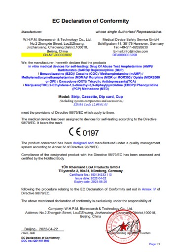 Multidrogový test z moču – 6 parametrov