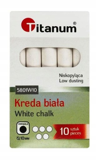 Školská krieda titánová biela 10 ks okrúhly priemer 10 mm 75120