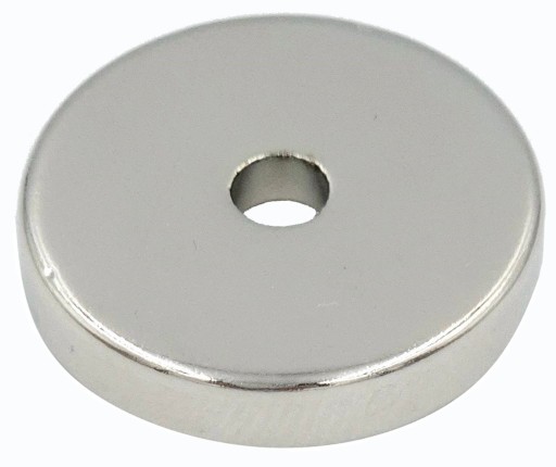 SILNÝ NEODYMOVÝ MAGNET 25x5 mm S OTVOROM 7,5/4,5 mm NA SKRUTKU