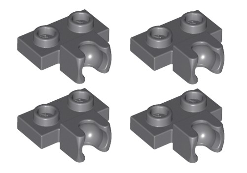 LEGO Plate 1x2 hák na gule tmavosivá 6146792 14704 - 4 ks