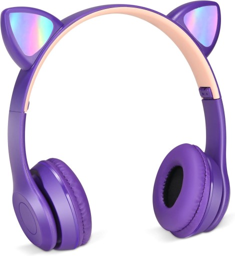 SLÚCHADLÁ PRE DETI BLUETOOTH MAČACIE UŠI MAČKA LED RGB MIKROfón do uší