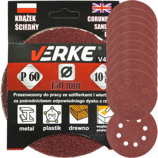 SAMOLEPIACI BRÚSNY PAPIER KOTÚČE NA VELCRO PRE BRÚSKU 150mm P60 10 kusov