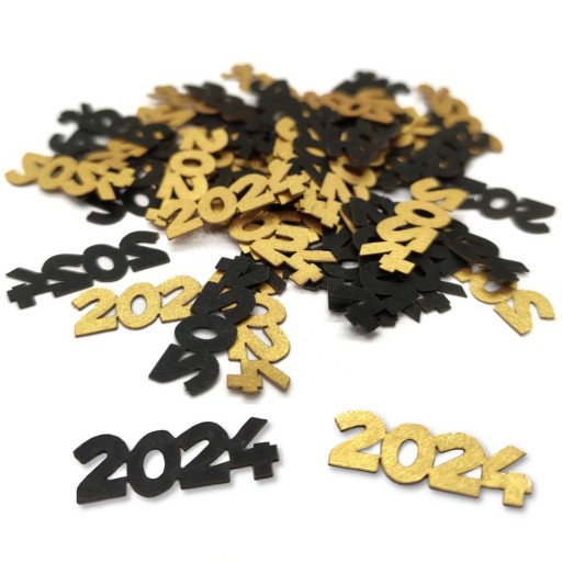 Zlatý papier CONFETTI NEW YEAR 2024 zlatá a čierna SILVESTR 1 bal.
