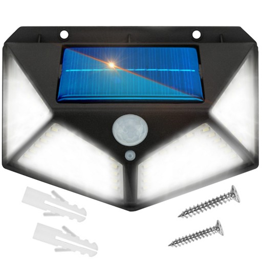 VÝKONNÁ SOLÁRNA ZÁHRADNÁ LAMPA SÚMRAK POHYBOVÝ SENZOR 100 LED IP65