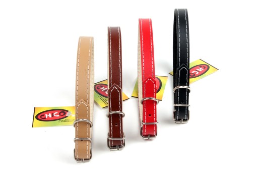 Kožený obojok s filcom psík 25-32cm/10mm Červený