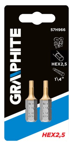 Skrutkovacie bity HEX 2,5 x 25 mm GRAPHITE 57H966