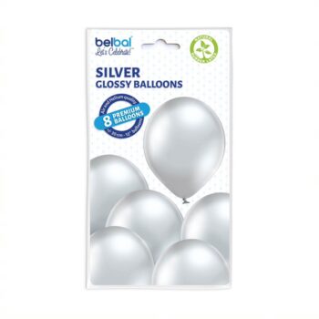 Balóniky Belbal 12 palcov Lesklá strieborná 601/Strieborná, 8 ks.