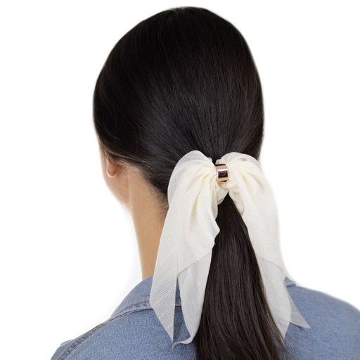 HAIR RUB, šatka s mašľou, scrunchies ECRU