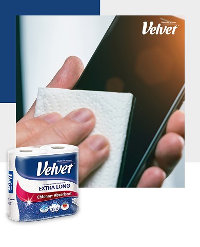 Velvet EXTRA DLHÁ papierová utierka, NAJDLHŠIA, celulózová - 2 rolky