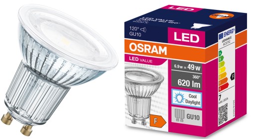 LED žiarovka GU10 6,9W = 80W 6500K 575lm 120 stupňov OSRAM