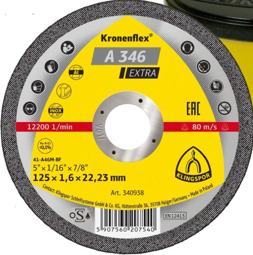 ŠTÍT NA KOV 125x1,6 KLINGSPOR EXTRA 1KS.