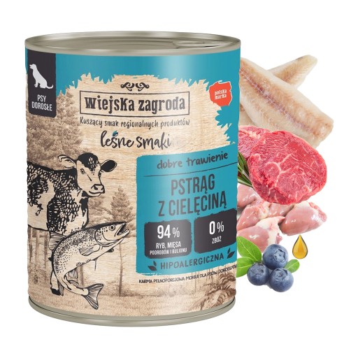 COUNTRY FARM Lesné príchute Mokré krmivo pre psov Pstruh Teľacie mäso 800g