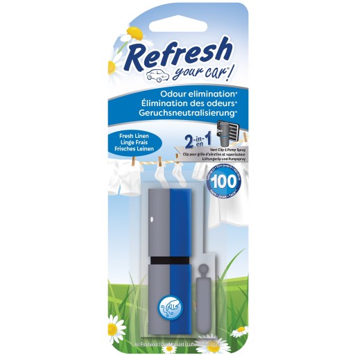 Vôňa REFRESH Vent Spray 2v1 Fresh Linen