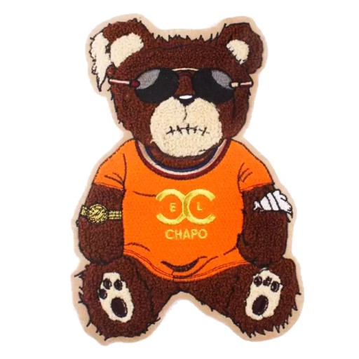 Nášivka El Chapo Teddy Bear, veľká vyšívaná aplikácia