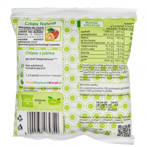 Jablkové Natural sušené chrumkavé lupienky NATURAL 18g