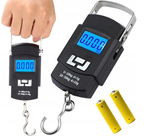 V2 RYBÁRSKA CESTOVNÁ DIGITÁLNA váha s háčikom 50 kg VÁŽENIE BATOŽINY