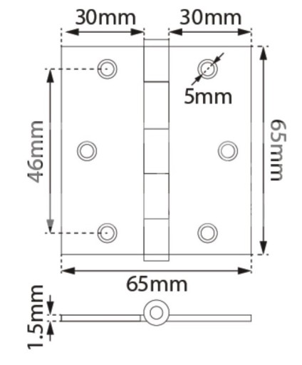 UNIVERZÁLNY PÁNT 65x65 mm ČIERNA 2 kusy