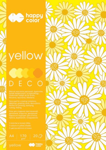 Blok Deco Yellow A4, 170g, 20 listov, 5 farieb, tón