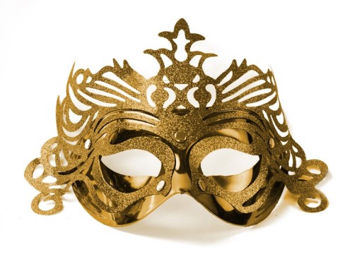Zlatá benátska maska s ornamentom Karneval Silvester, 1 ks