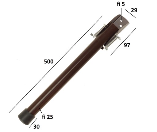 SILNÁ PODPORNÁ NOHA PRE DVERE BRÁNY 50CM HRUBÉ FI 25MM HNEDÉ POĽSKO