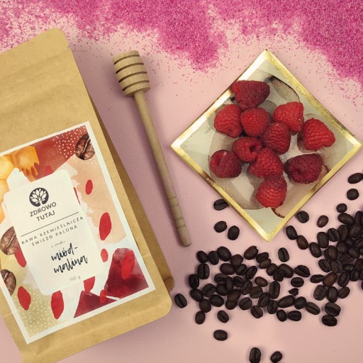 Zrnková káva Arabica s príchuťou MED-MALINA, čerstvo pražená, 150 g