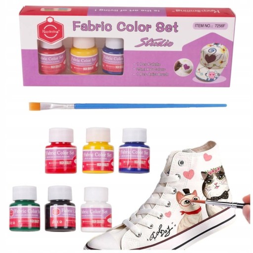 Farby na látky v téglikoch, 6 farieb x 25 ml, paleta + A 1 ŠTETEC