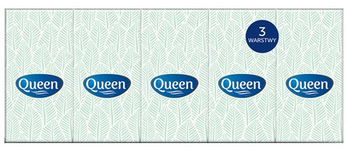 QUEEN Neparfumované vreckovky, 3-vrstvové, 10 balení x 10 ks.