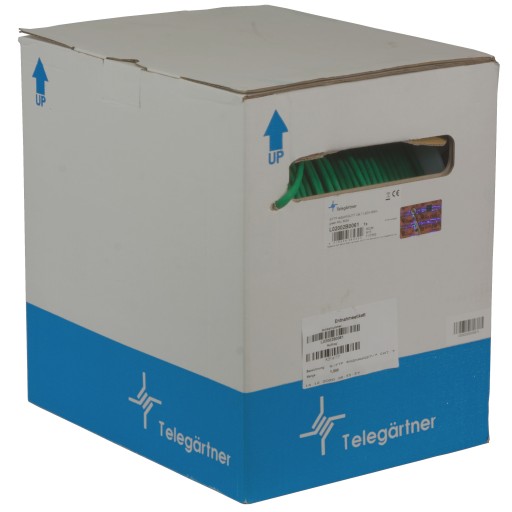 Telegartner krútená dvojlinka ethernetový kábel zelený CAT.7 S/FTP 1m